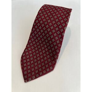 Vintage Filene's Bert Pulitzer Printed in England Silk Neck Tie Red Gold SG